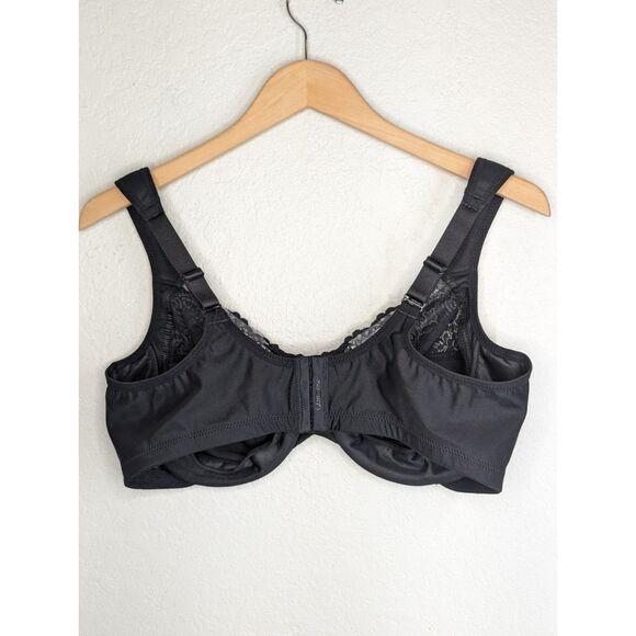 Plus Size Glamorise Full-Figure Wonderwire Back Close Bra 1240 Black with Lace - Picture 5 of 12